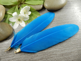 Hanhen sulka/höyhen, n.7cm, turkoosi/kulta, 1kpl