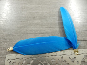 Hanhen sulka/höyhen, n.7cm, turkoosi/kulta, 1kpl