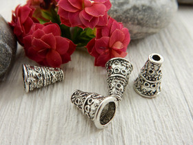 Helmihattu kartio, 10x7mm, kromi, 10kpl