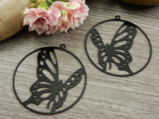 Perhonenriipus, 33x31mm, musta, 1kpl