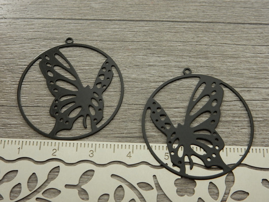 Perhonenriipus, 33x31mm, musta, 1kpl