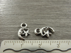 Kuu ja tähti riipus, 12x7mm, kromi, 1kpl