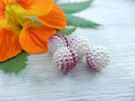 Akryylihelmi vadelma, 10mm, purppura-valkoinen, 20kpl