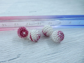 Akryylihelmi vadelma, 10mm, purppura-valkoinen, 20kpl