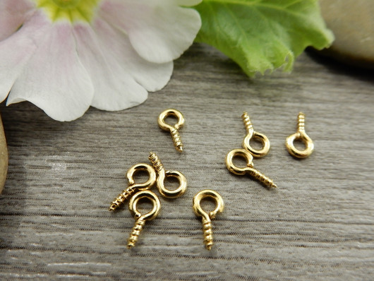 Silmukkaruuvi, 8x4x1mm, kulta, 10kpl