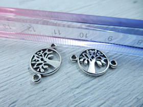 Elämänpuuriipus/linkki, 12x18mm, kromi, 1kpl