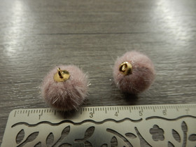Pom pom riipus, 17x14mm, roosa/kulta, 1kpl