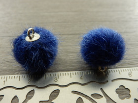 Pom pom riipus, 17x14mm, tummansininen/hopea, 1kpl