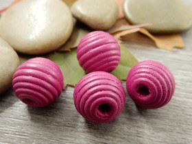 Puuhelmi, 14mm, pinkki, 10kpl