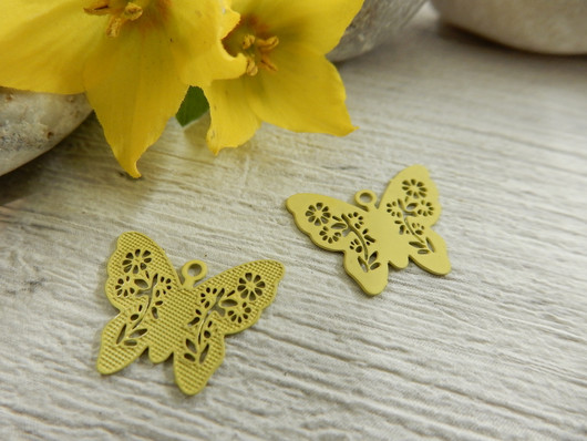 Perhonenriipus, 12x14mm, keltainen, 1kpl