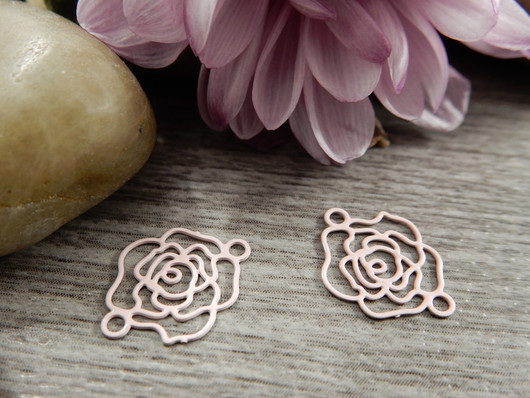 Kukkariipus/linkki, 13x10mm, vaaleanpunainen, 1kpl