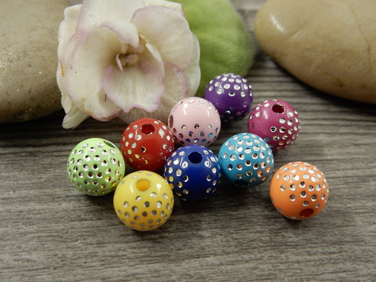 Akryylihelmi piste, 8mm, mix setti, 20kpl