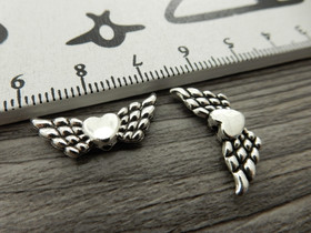 Metallihelmi/ riipus siivet, 22x9mm, kromi, 10kpl