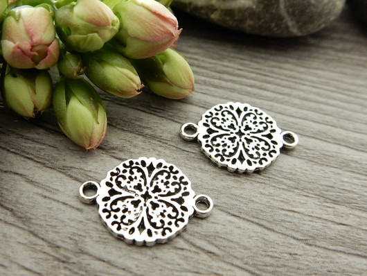 Ympyrälinkki/ riipus, 18x13mm, kromi, 1kpl