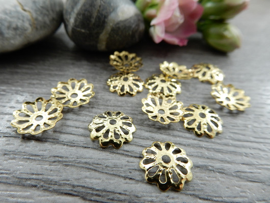 Helmihattu kukka, 8mm, kulta, 20kpl