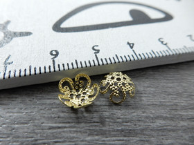 Helmihattu kupera kukka, 8mm, kulta, 20kpl 