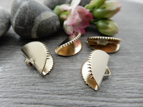 Nauhanpää puolipyöreä, 15x10mm, vaaleakulta, 10kpl