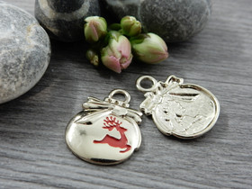 Peura joulupalloriipus, 21x16mm, kulta/punainen, 1kpl