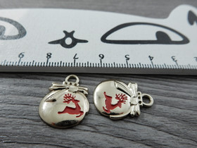 Peura joulupalloriipus, 21x16mm, kulta/punainen, 1kpl