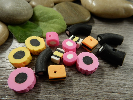 Fimohelmi laku, 4-13mm, mix setti, 15kpl