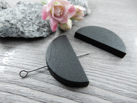 Puoliympyrä puuhelmi, 31x15mm, musta, 10kpl