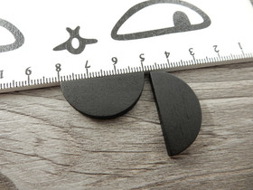 Puoliympyrä puuhelmi, 31x15mm, musta, 10kpl