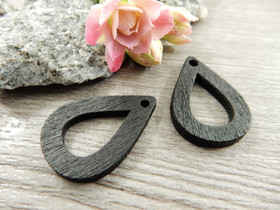 Puuriipus pisara, 25x17mm, musta, 1kpl