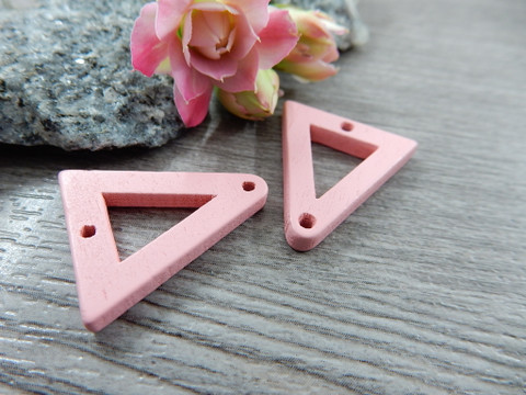  Puuriipus kolmio, 21x19mm, vaaleanpunainen, 1kpl