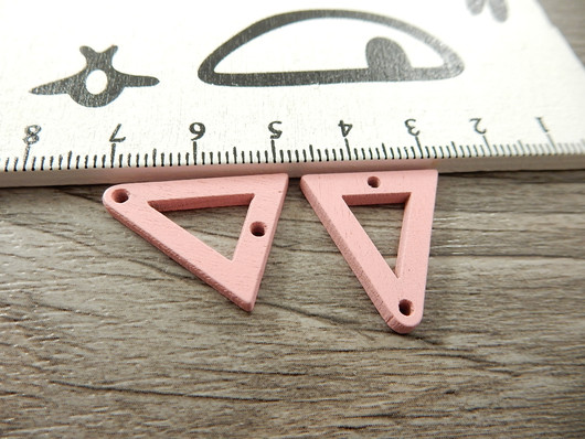  Puuriipus kolmio, 21x19mm, vaaleanpunainen, 1kpl