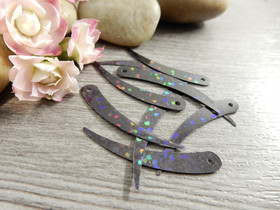 Paljetti/riipus sirppi, 33x5mm, musta, 20kpl