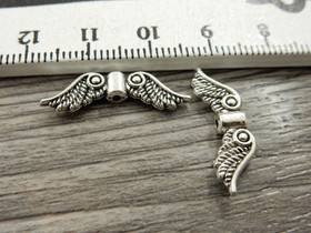 Metallihelmi/ riipus siivet, 23x7mm, kromi, 10kpl