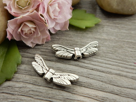 Metallihelmi/ riipus siivet, 20x7mm, kromi, 10kpl