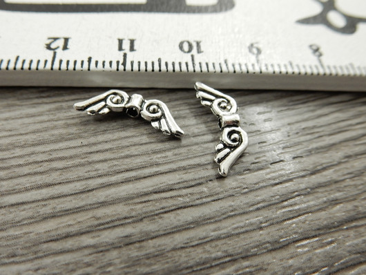 Metallihelmi/ riipus siivet, 16x6mm, kromi, 10kpl