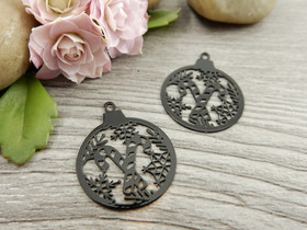 Joulupalloriipus, 20x24mm, musta, 1kpl