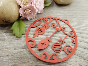 Joulupalloriipus, 47x50mm, punainen, 1kpl