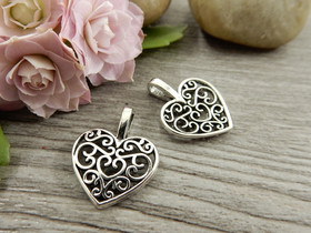 Sydänriipus, 18x14mm, kromi, 1kpl