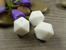 Silikonihelmi hexagon, 14mm, valkoinen, 1kpl