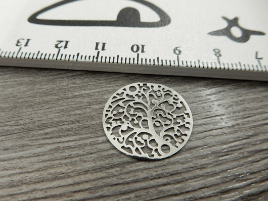Elämänpuuriipus/linkki, 20mm, kromi, 1kpl