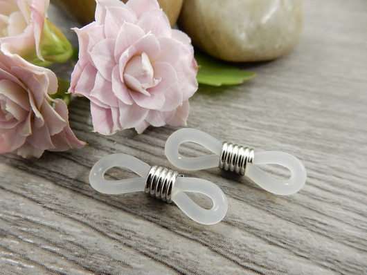 Silmälasinauha pidike, 20x5mm, kirkas/hopea/rst, 2kpl