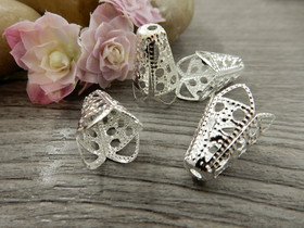 Helmihattu filigraani, 16x10mm, kirkashopea, 10kpl