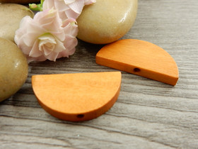 Puoliympyrä puuhelmi, 25x13mm, okra, 10kpl