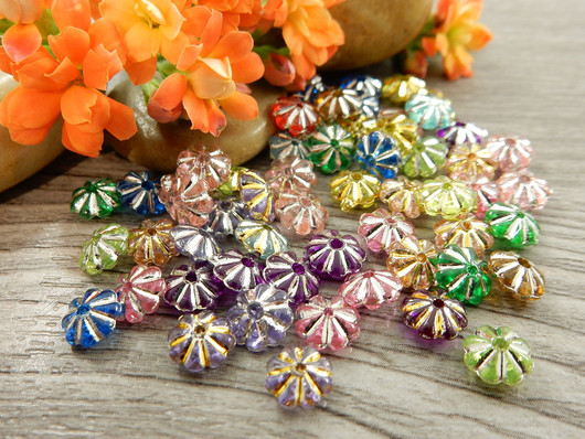 Akryylihelmi, 6x3mm, mix setti, 20kpl