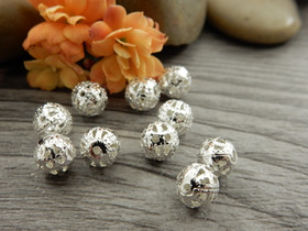 Metallihelmi filigraani, 6mm, kirkashopea, 20kpl 