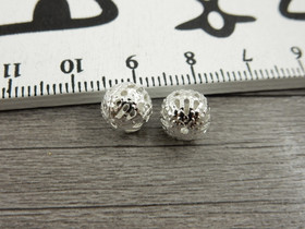 Metallihelmi filigraani, 8mm, kirkashopea, 20kpl 