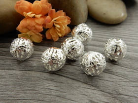 Metallihelmi filigraani, 10mm, kirkashopea, 10kpl