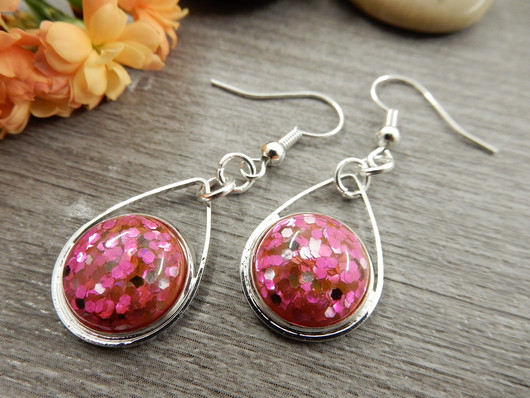 Kapussi kimalle, 12mm, pinkki, 1kpl