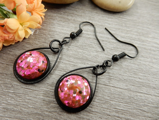 Kapussi kimalle, 12mm, pinkki, 1kpl