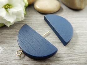 Puoliympyrä puuhelmi, 31x15mm, tummansininen, 10kpl