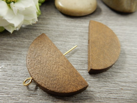 Puoliympyrä puuhelmi, 31x15mm, tummanruskea, 10kpl