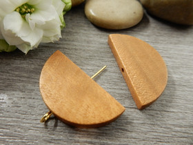 Puoliympyrä puuhelmi, 31x15mm, okra, 10kpl